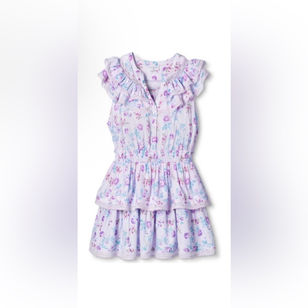 NWT! LoveShackFancy x Target Lou Double Ruffle Mini Dress Purple  Floral